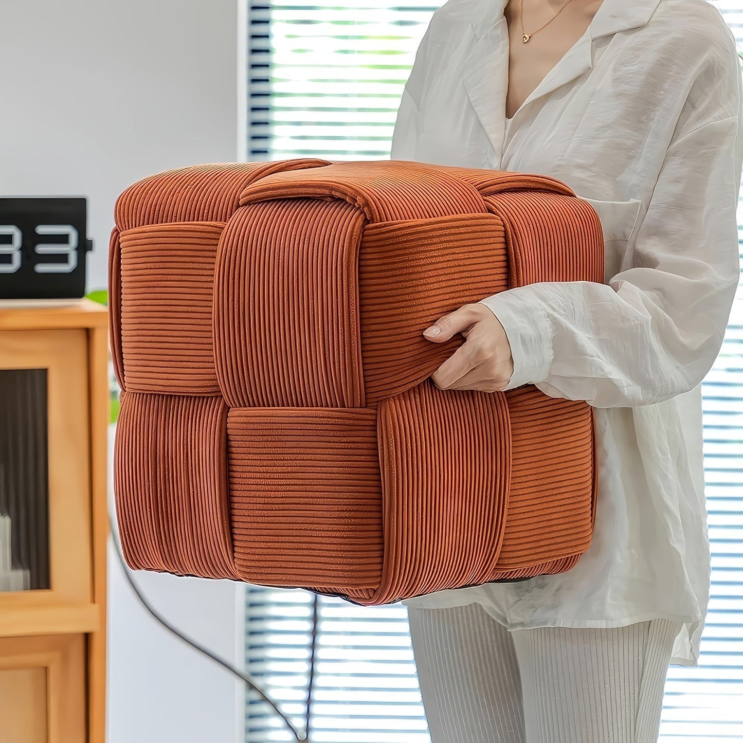 Cord Upholstered Stool – Versatile Footrest and Extra Seat