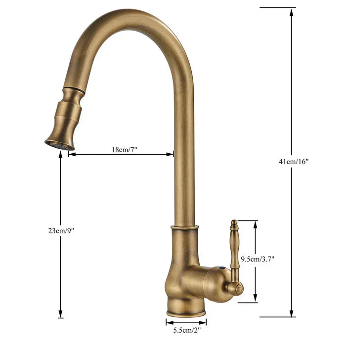 Kitchen faucet with swivel spout – Antique brass finish