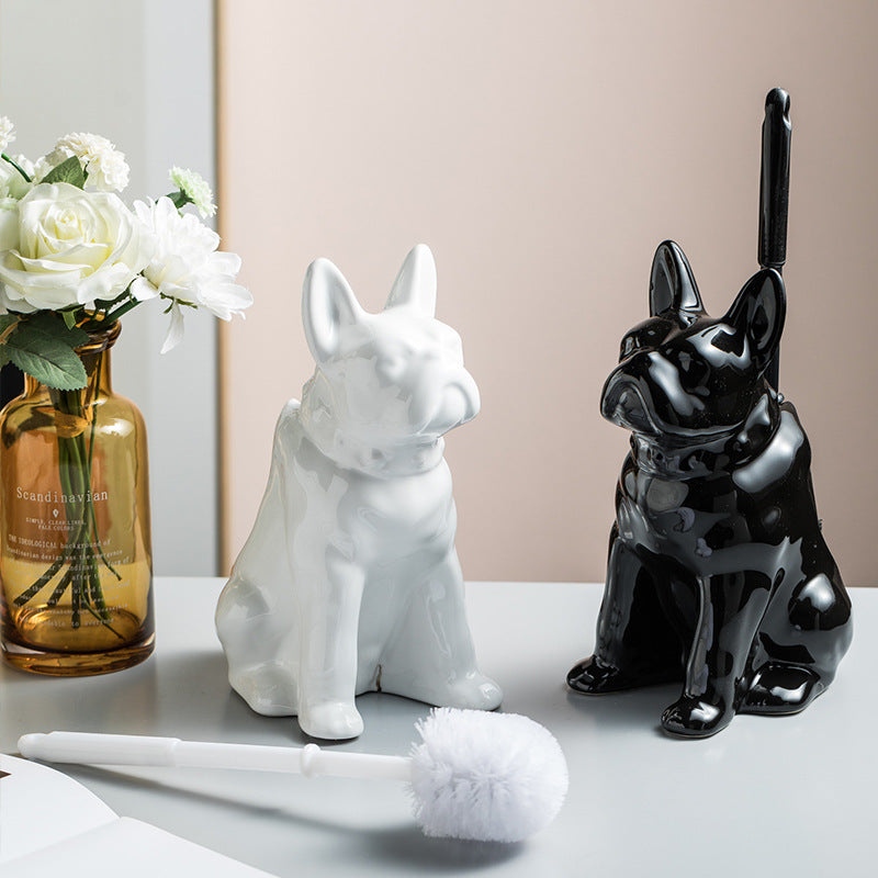 Toilet Brush Holder Ceramic Bulldog