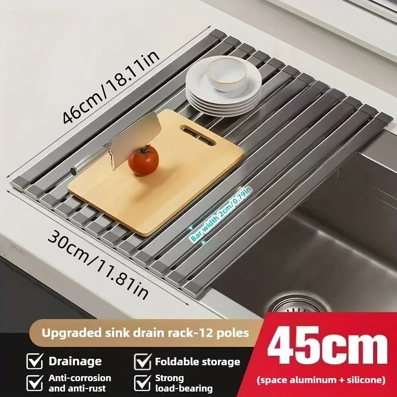 Roll-up Drain Shelf for the Sink – Space-Saving and Rollable
