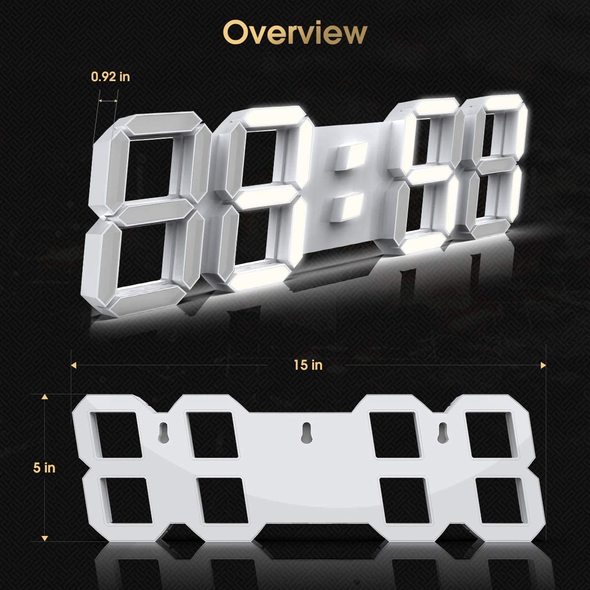 3D LED Digital Wall Clock with Remote Control
