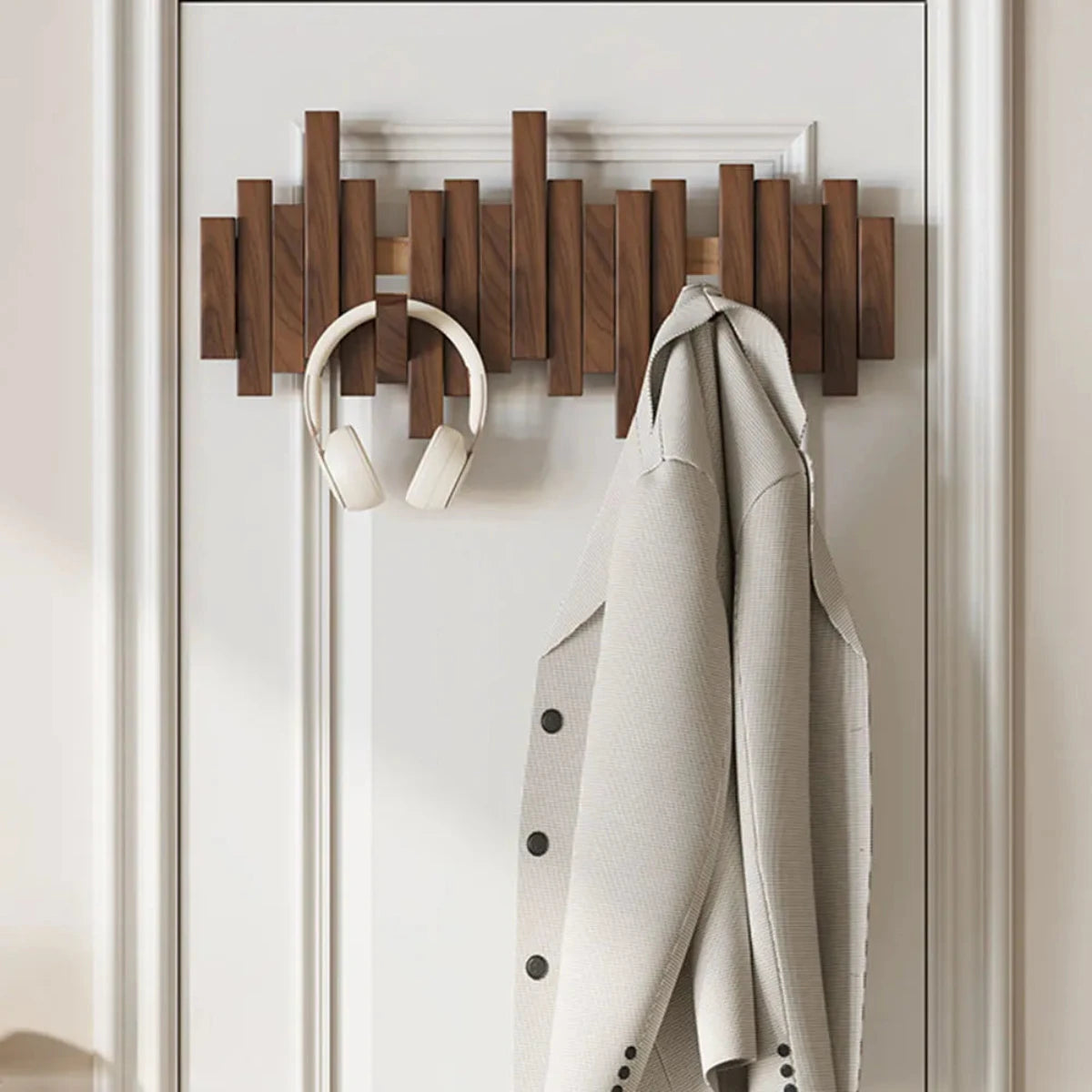 Wooden wardrobe with piano design