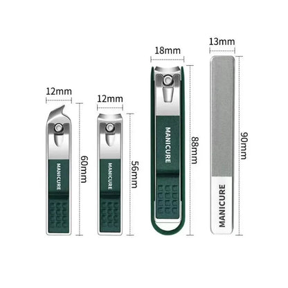 Nail Clipper Set Stainless Steel 4-piece with Splash-Proof Design