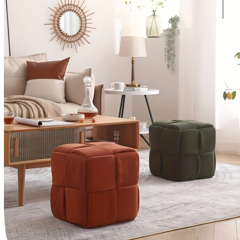 Cord Upholstered Stool – Versatile Footrest and Extra Seat