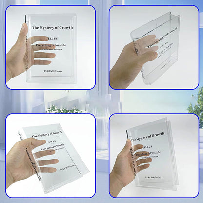 Book-shaped acrylic vase – Transparent design