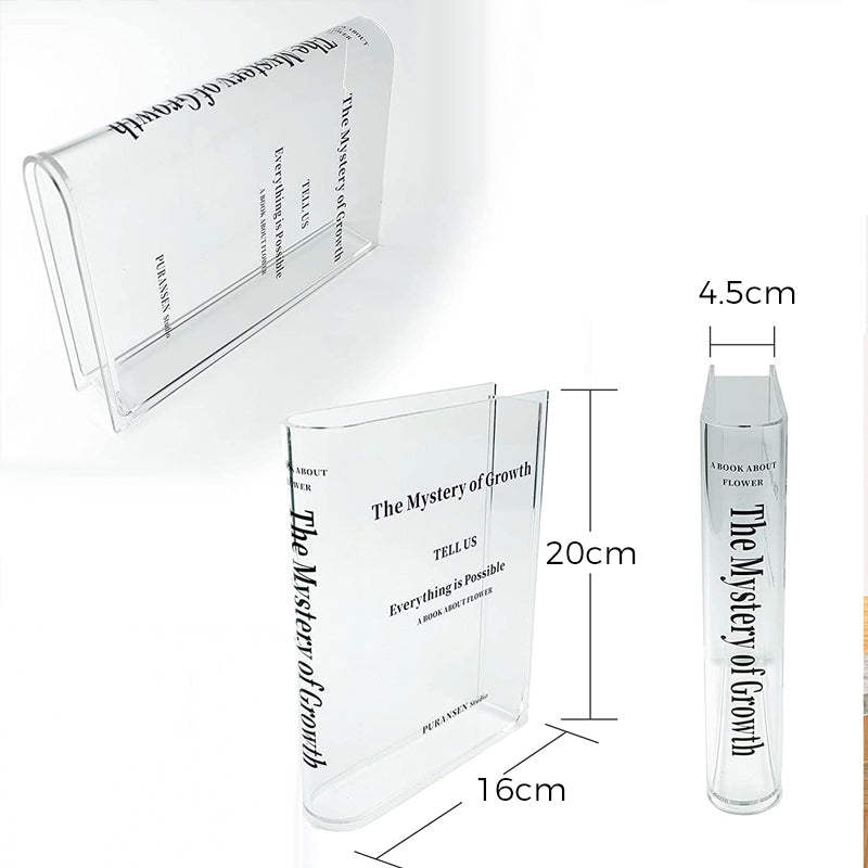 Book-shaped acrylic vase – Transparent design