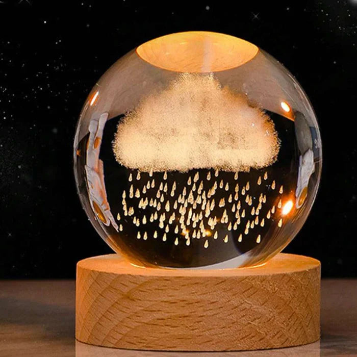 3D Engraved Crystal Ball Lamp – Warm LED Night Light