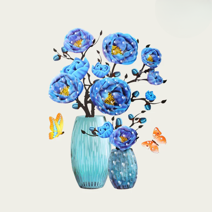 Flower Wall Stickers with Butterflies – Self-Adhesive Room Decoration