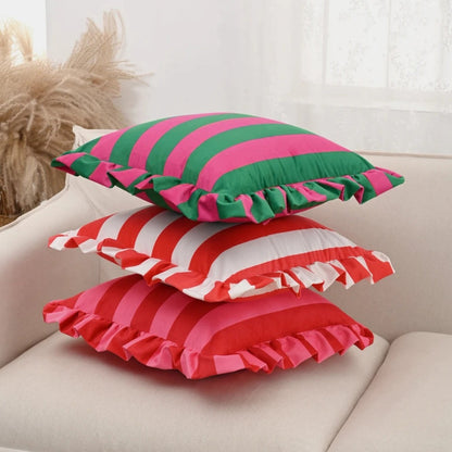 Pillow with Ruffled Edge and Stripe Pattern