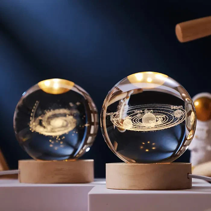 3D Engraved Crystal Ball Lamp – Warm LED Night Light