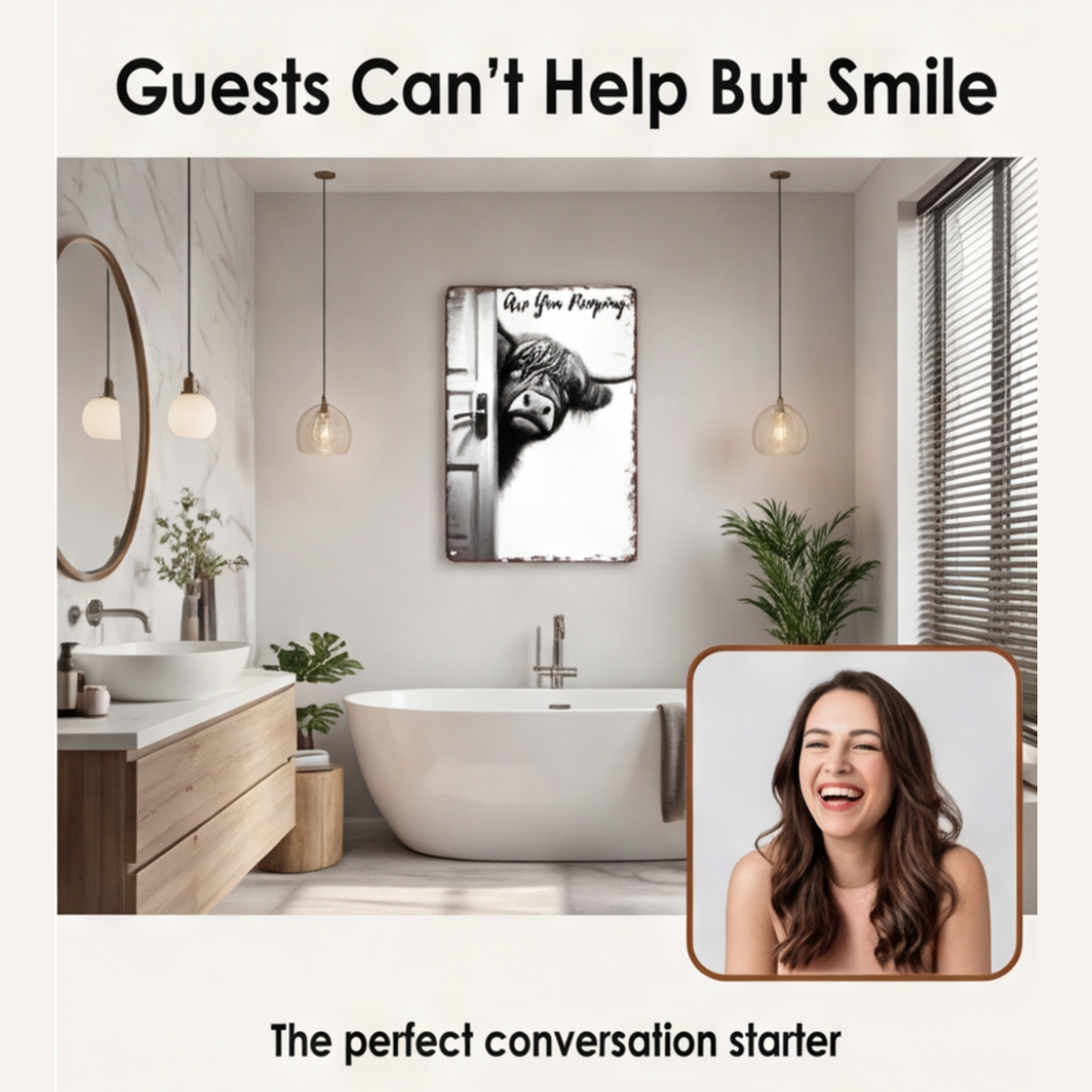 Funny Metal Bathroom Sign – Smiles Included
