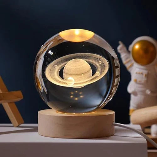 3D Engraved Crystal Ball Lamp – Warm LED Night Light