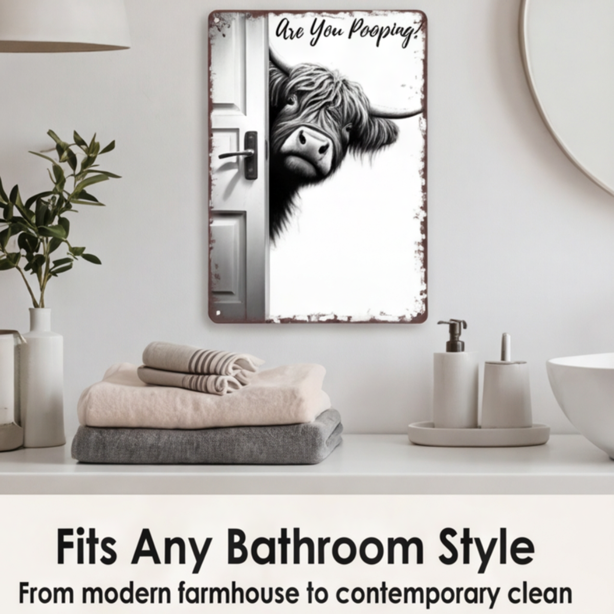 Funny Metal Bathroom Sign – Smiles Included