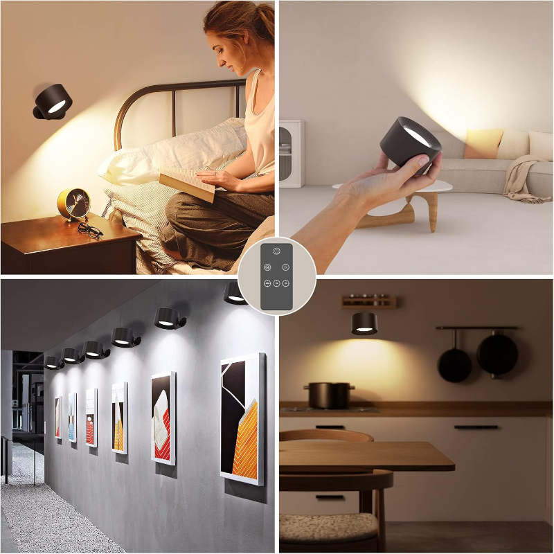 Rechargeable LED Wall Light with 360° Swivel Head – Touch Control, No Wiring