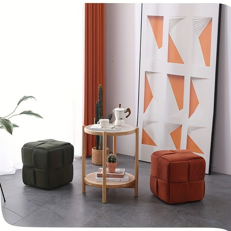 Cord Upholstered Stool – Versatile Footrest and Extra Seat
