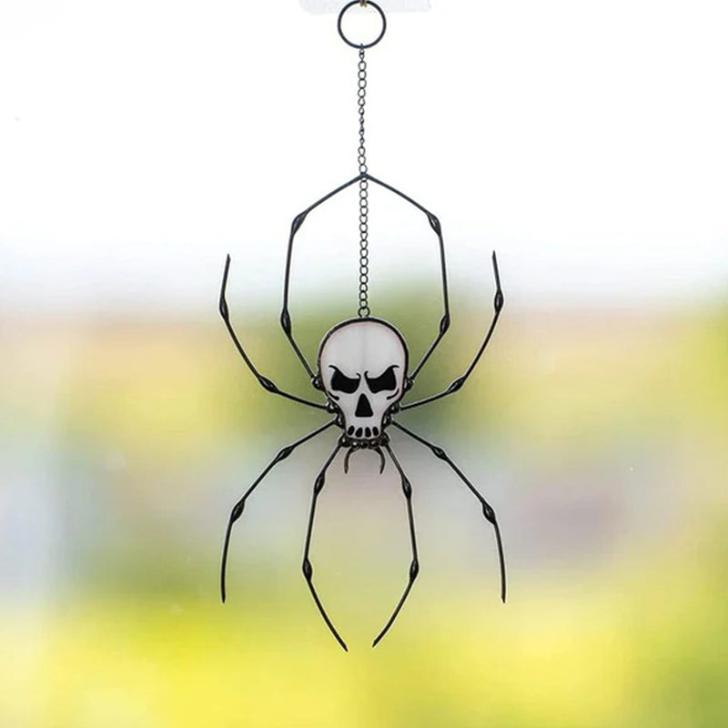 Halloween window decoration stained glass with metal frame