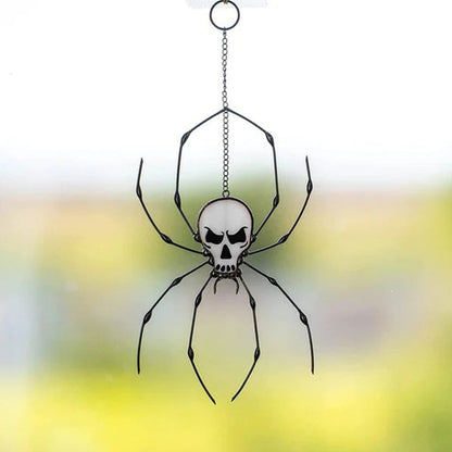 Halloween window decoration stained glass with metal frame