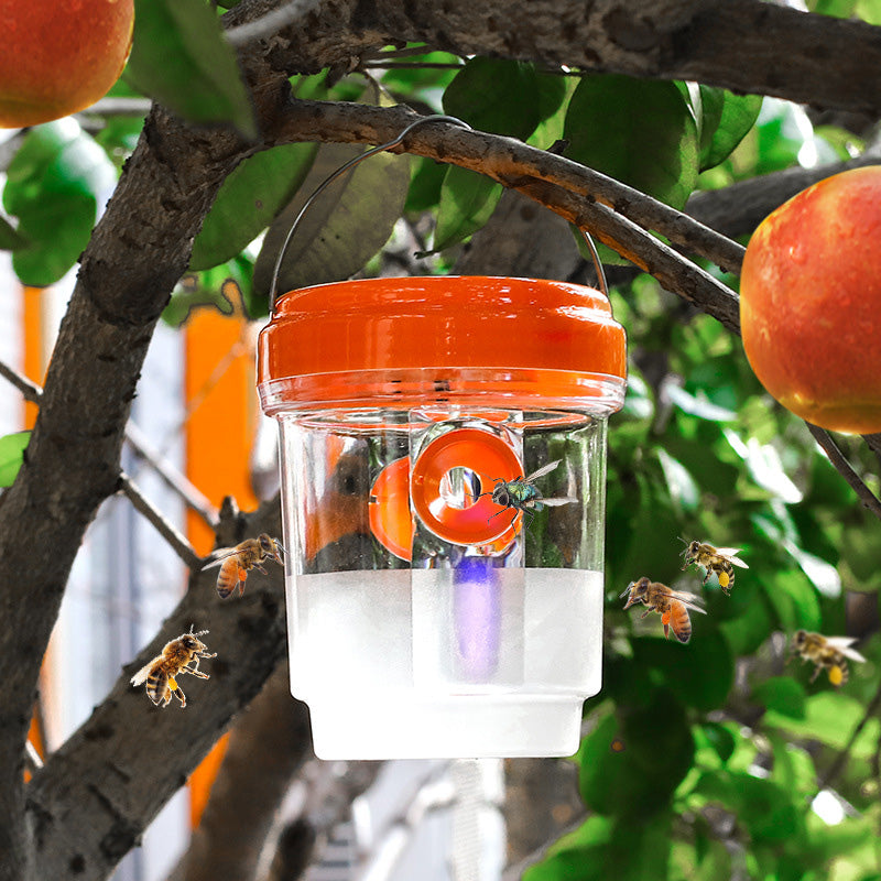 Solar wasp trap with LED attraction