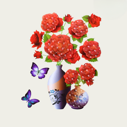 Flower Wall Stickers with Butterflies – Self-Adhesive Room Decoration