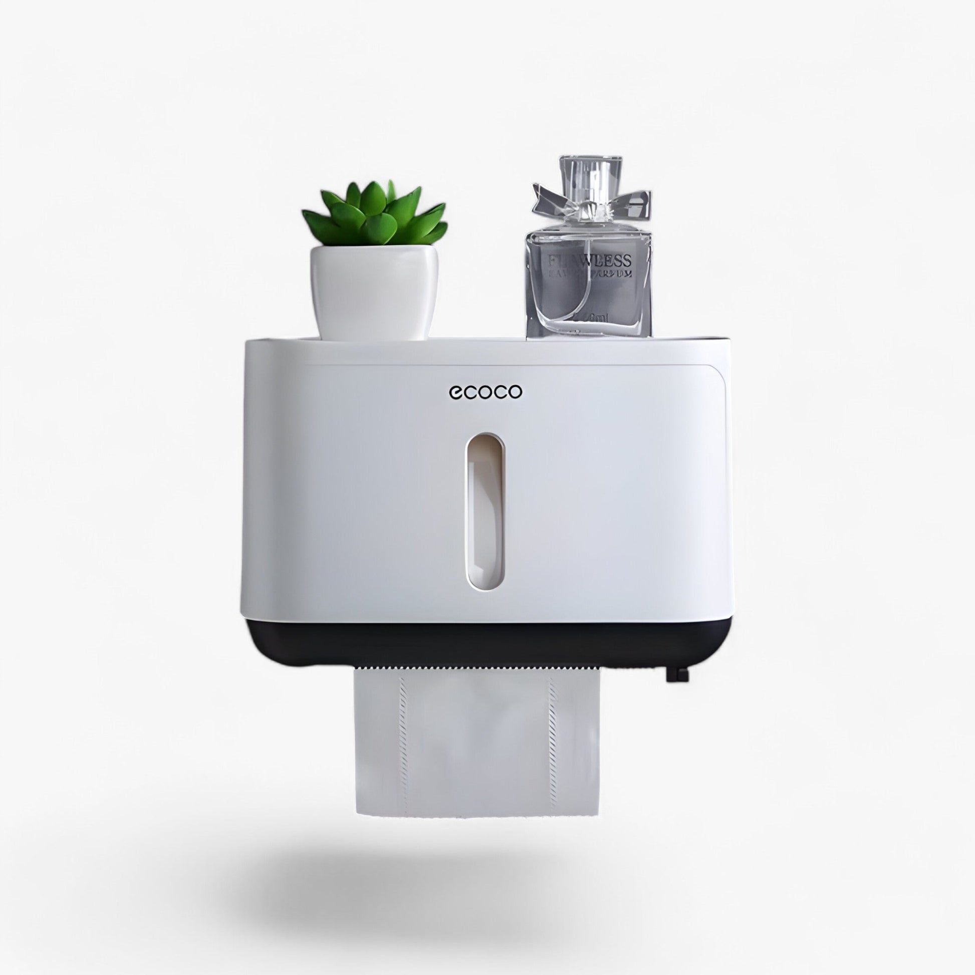 Toilet paper holder with waterproof cover and shelf