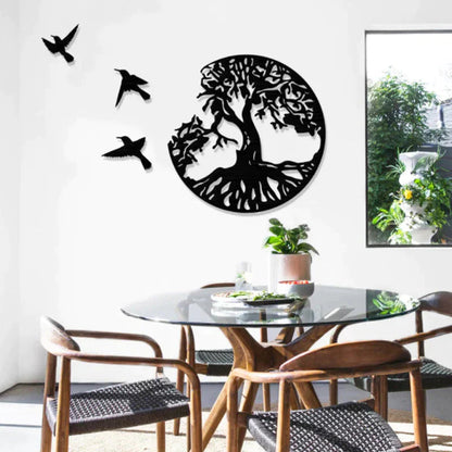 Metal wall decoration tree of life with birds