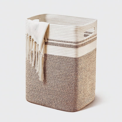 Large Woven Cotton Rope Laundry Basket with Handles