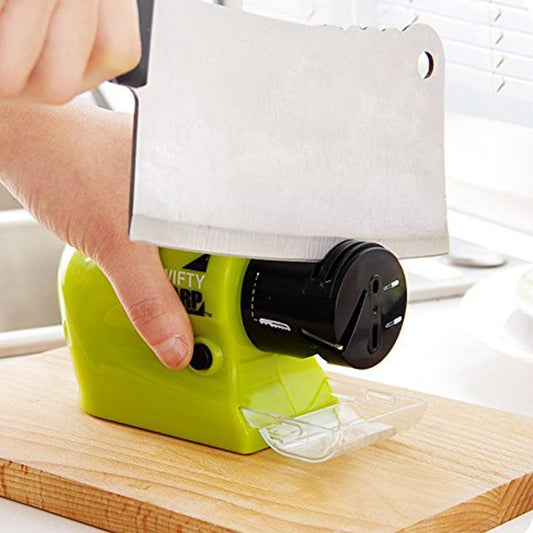 Electric knife sharpener with batteries – Automatic guide