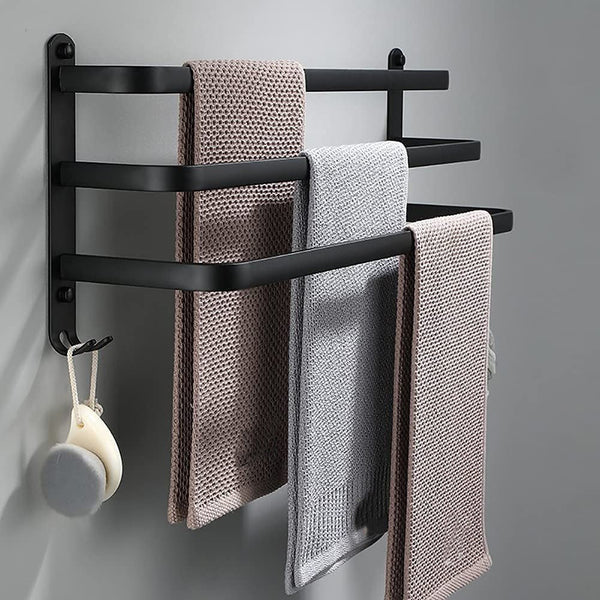 Wall-mounted towel holder without drilling – 2 or 3 bars