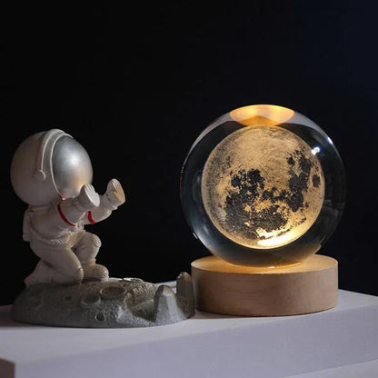 3D Engraved Crystal Ball Lamp – Warm LED Night Light