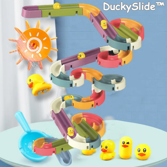 Bath Toy Water Slide 34-Piece Set with Colorful Ducks
