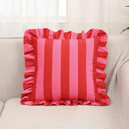 Pillow with Ruffled Edge and Stripe Pattern