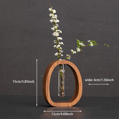 Wall vase wood with glass tube – plant cultivation and decoration
