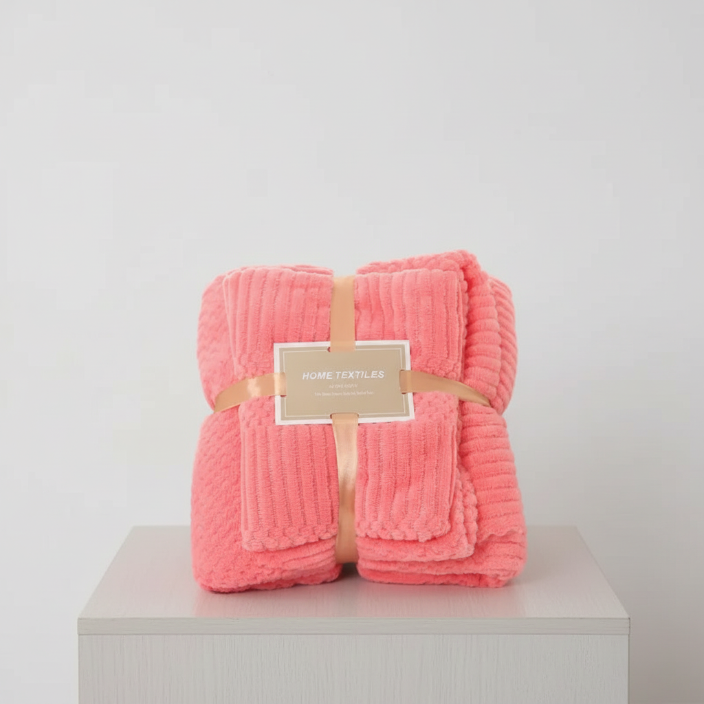 2-piece towel set made of coral fleece