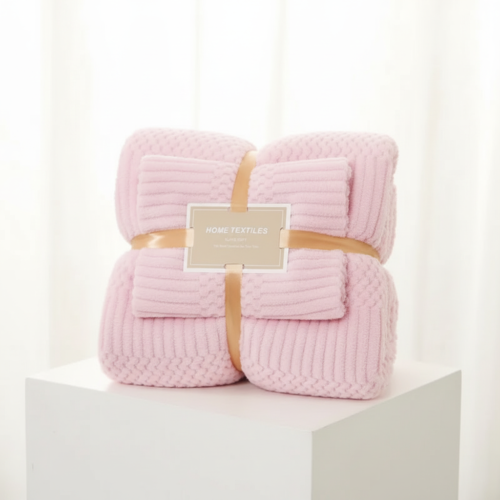 2-piece towel set made of coral fleece