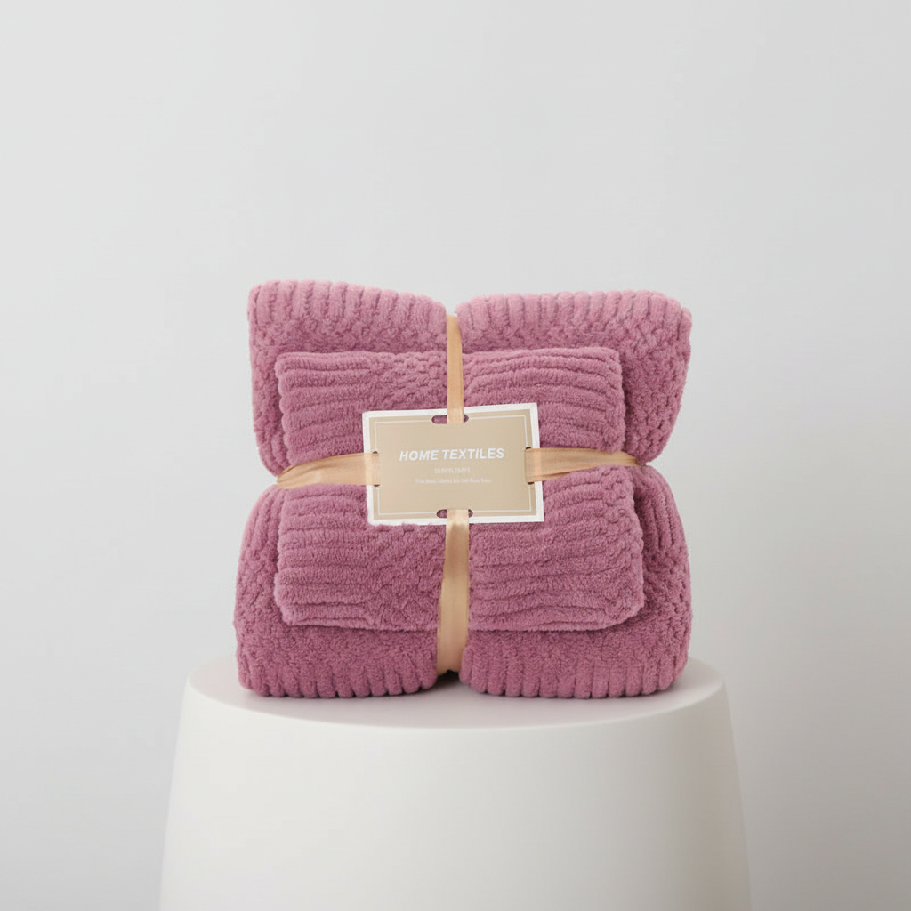 2-piece towel set made of coral fleece