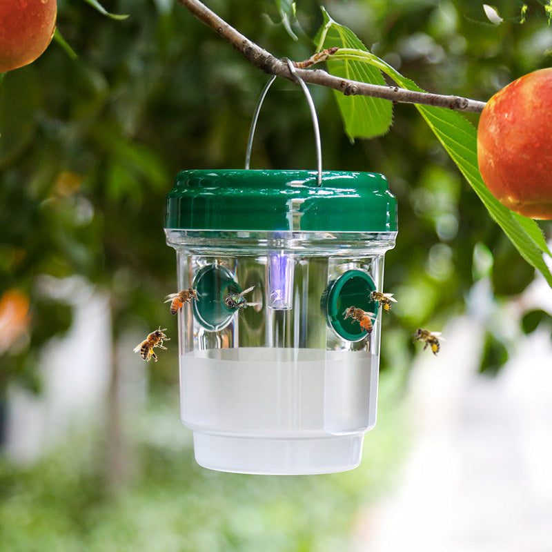 Solar wasp trap with LED attraction