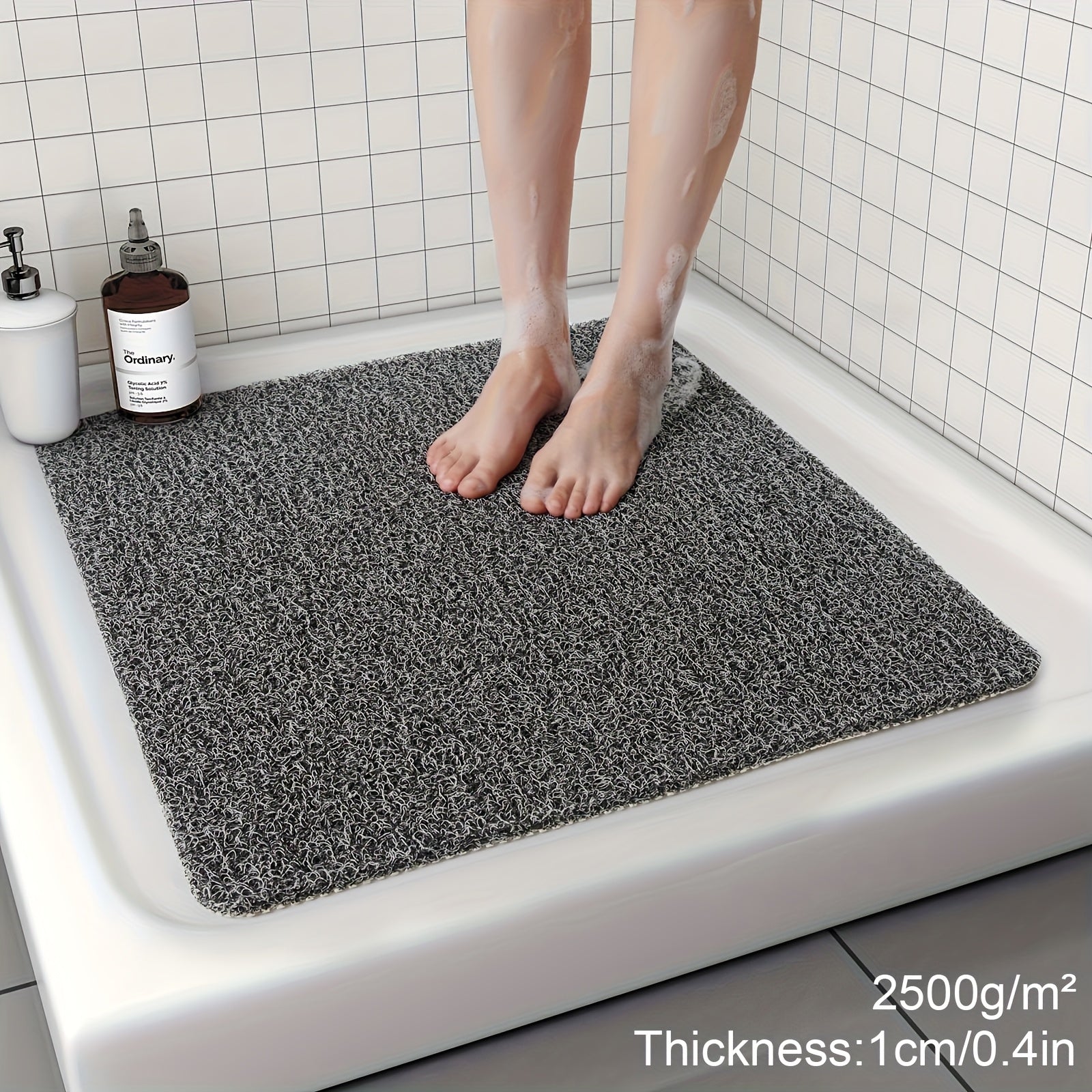 Non-slip shower mat with loofah texture – quick-drying