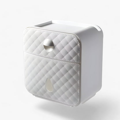 Toilet paper holder with waterproof cover and shelf