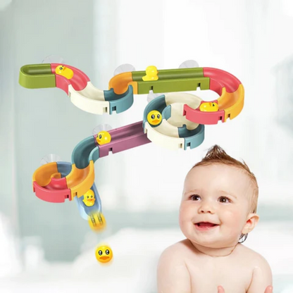 Bath Toy Water Slide 34-Piece Set with Colorful Ducks