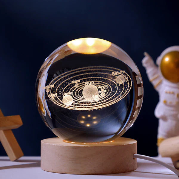 3D Engraved Crystal Ball Lamp – Warm LED Night Light