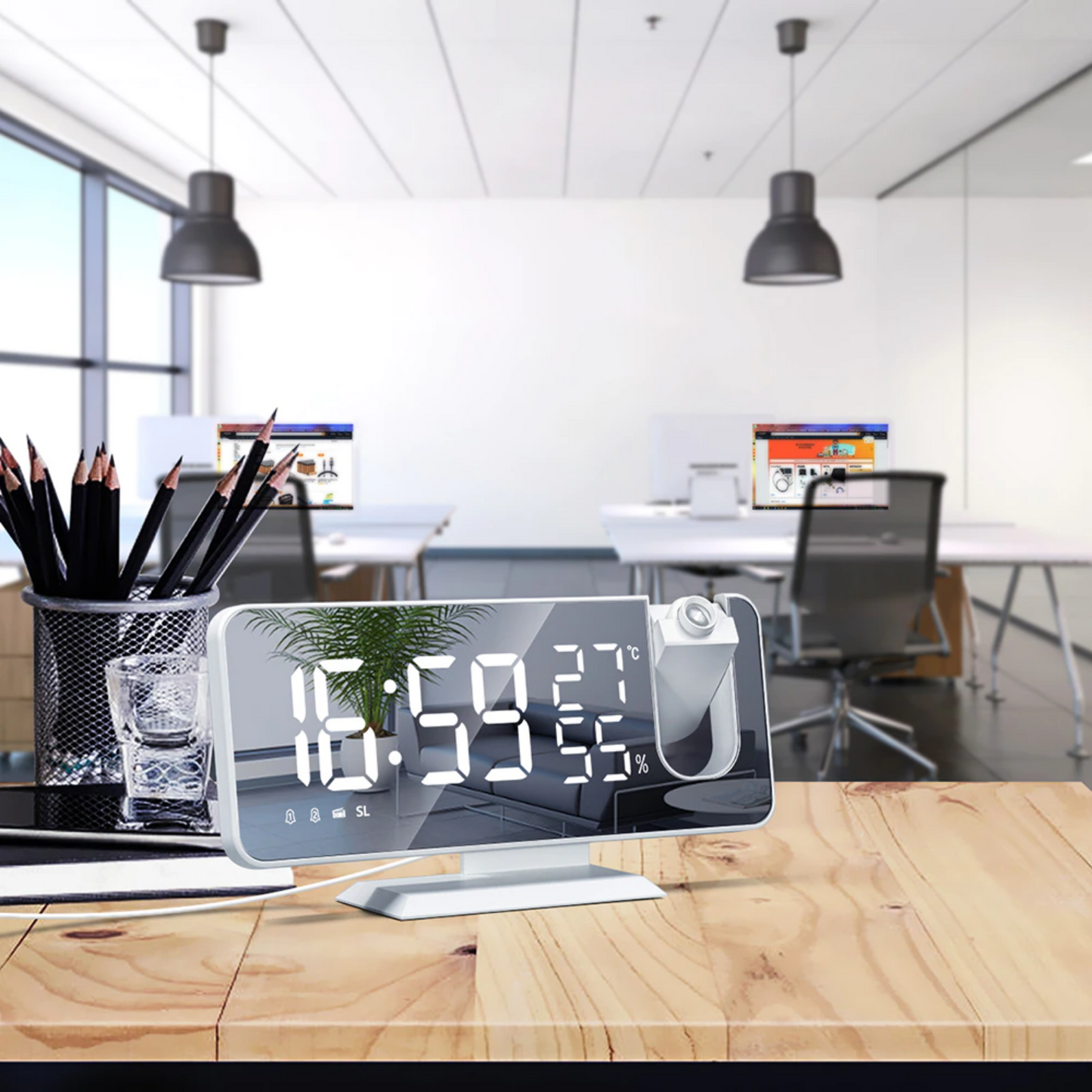 Digital Projection Clock with LED Display & FM Radio