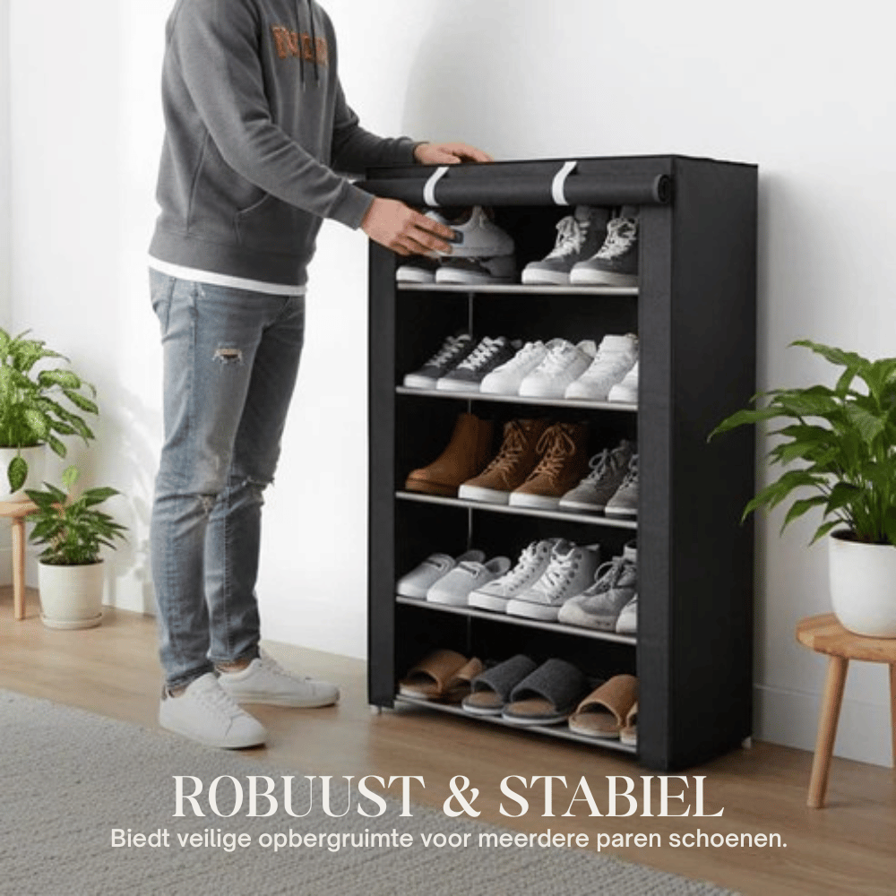 Shoe Cabinet with Fabric Cover and Steel Frame – 6 or 8 Shelves