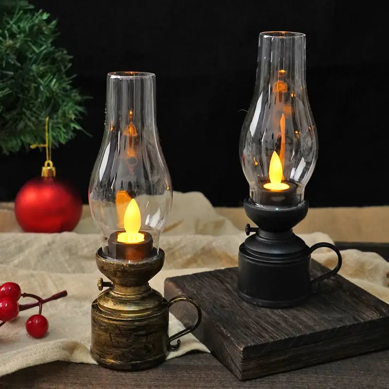 LED lantern with flame effect – battery operated