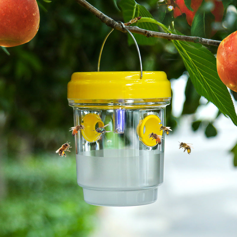 Solar wasp trap with LED attraction