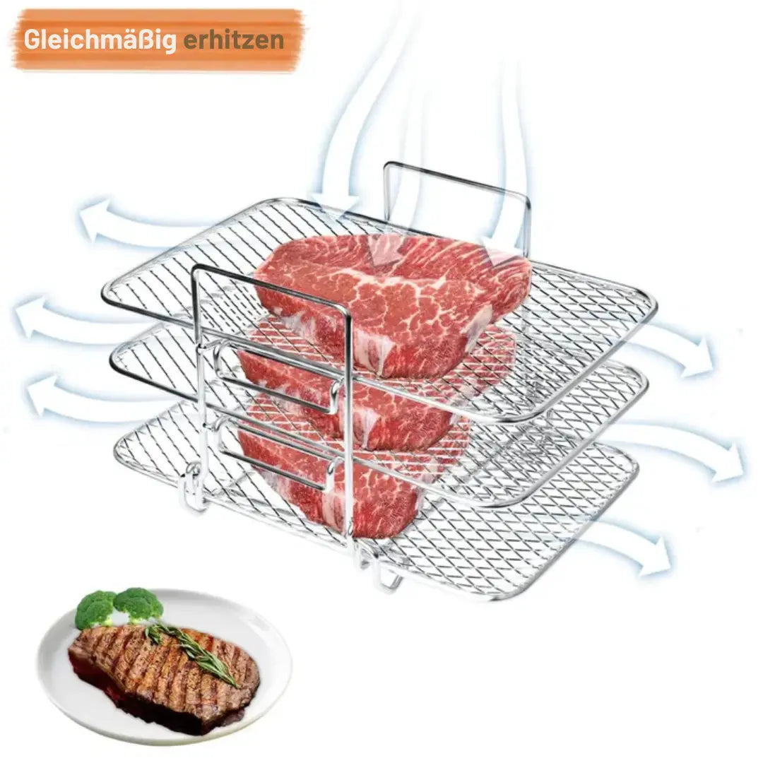3-stöckiger Airfryer-Einsatz für gleichmäßiges Garen Mivoza Deutschland