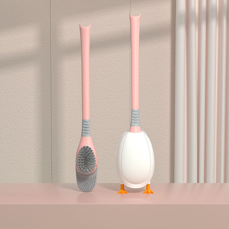 Toilet brush with long handle and soft bristles