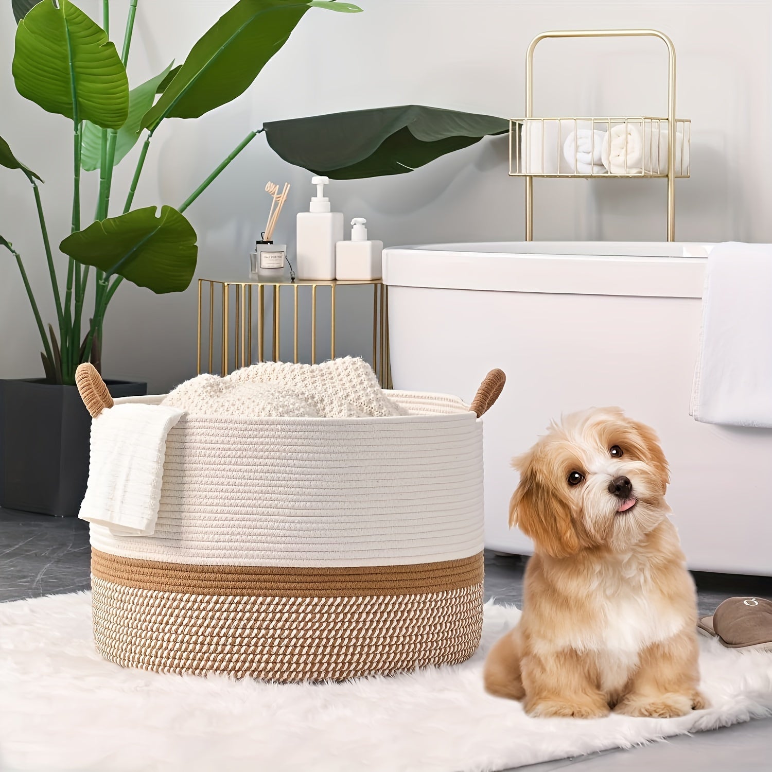 Cotton Storage Basket cm – Boho Style with Handles