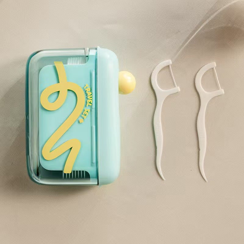 Floss dispenser with push button