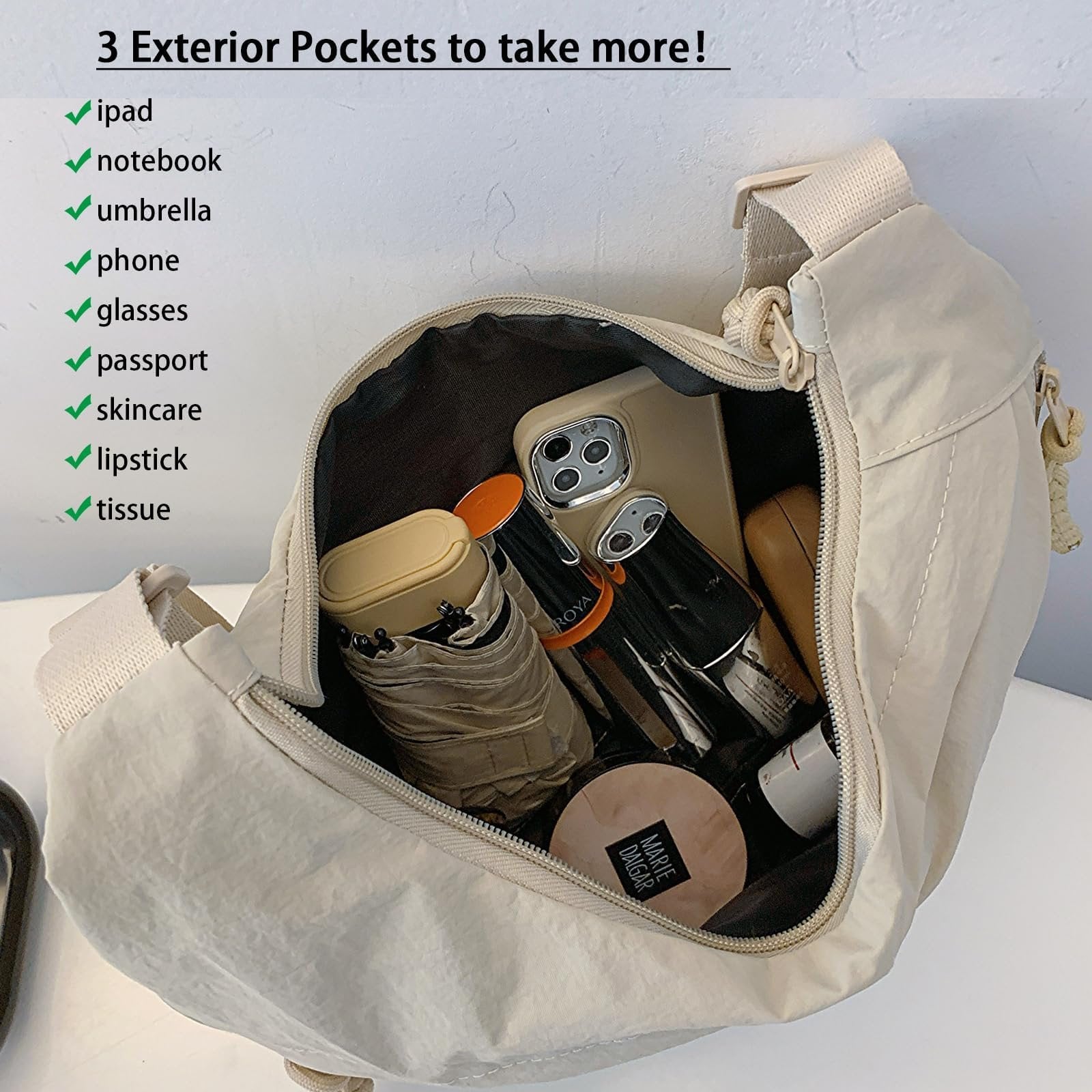 Nylon Crossbody Bag with Multiple Compartments – Lightweight and Practical