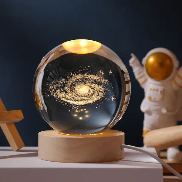 3D Engraved Crystal Ball Lamp – Warm LED Night Light